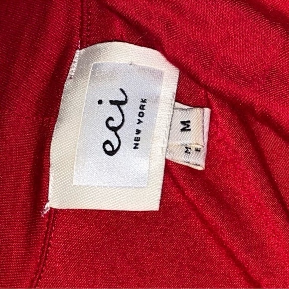 ECI Red Ruched Ruffled Long Sleeve Top - Picture 2 of 2